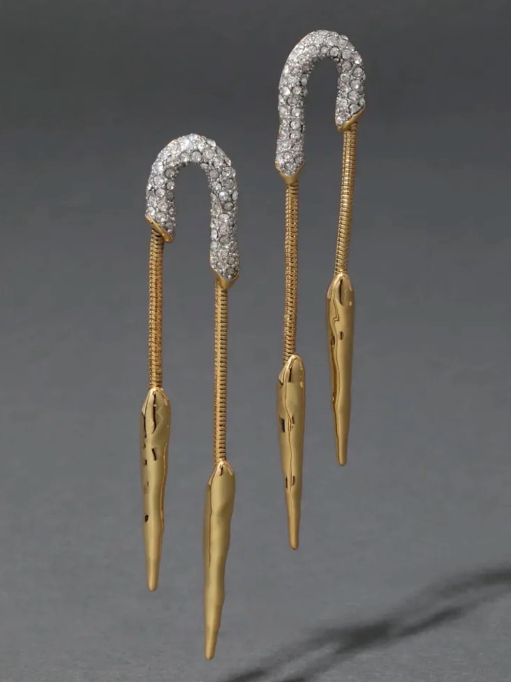 Alexis Bittar Earrings Solanales Arched Crystal Chained Spear Gold JL26 - Picture 3 of 7